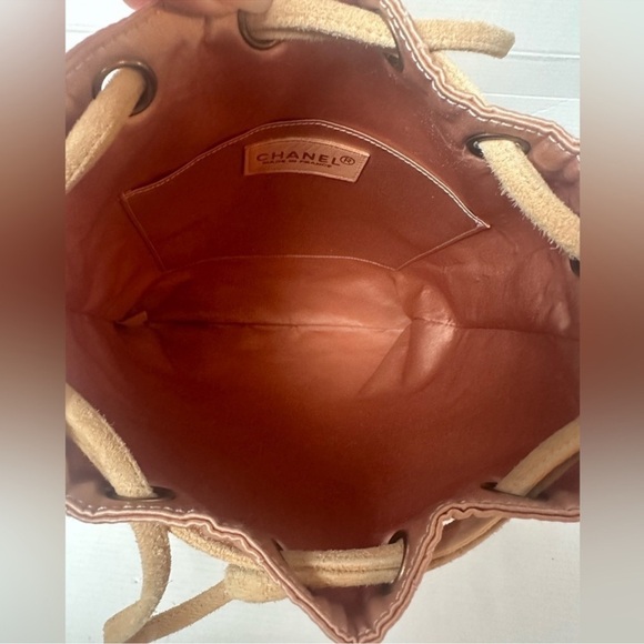 CHANEL Vintage Quilted Satin and Suede
Drawstring Backpack - Picture 5 of 13